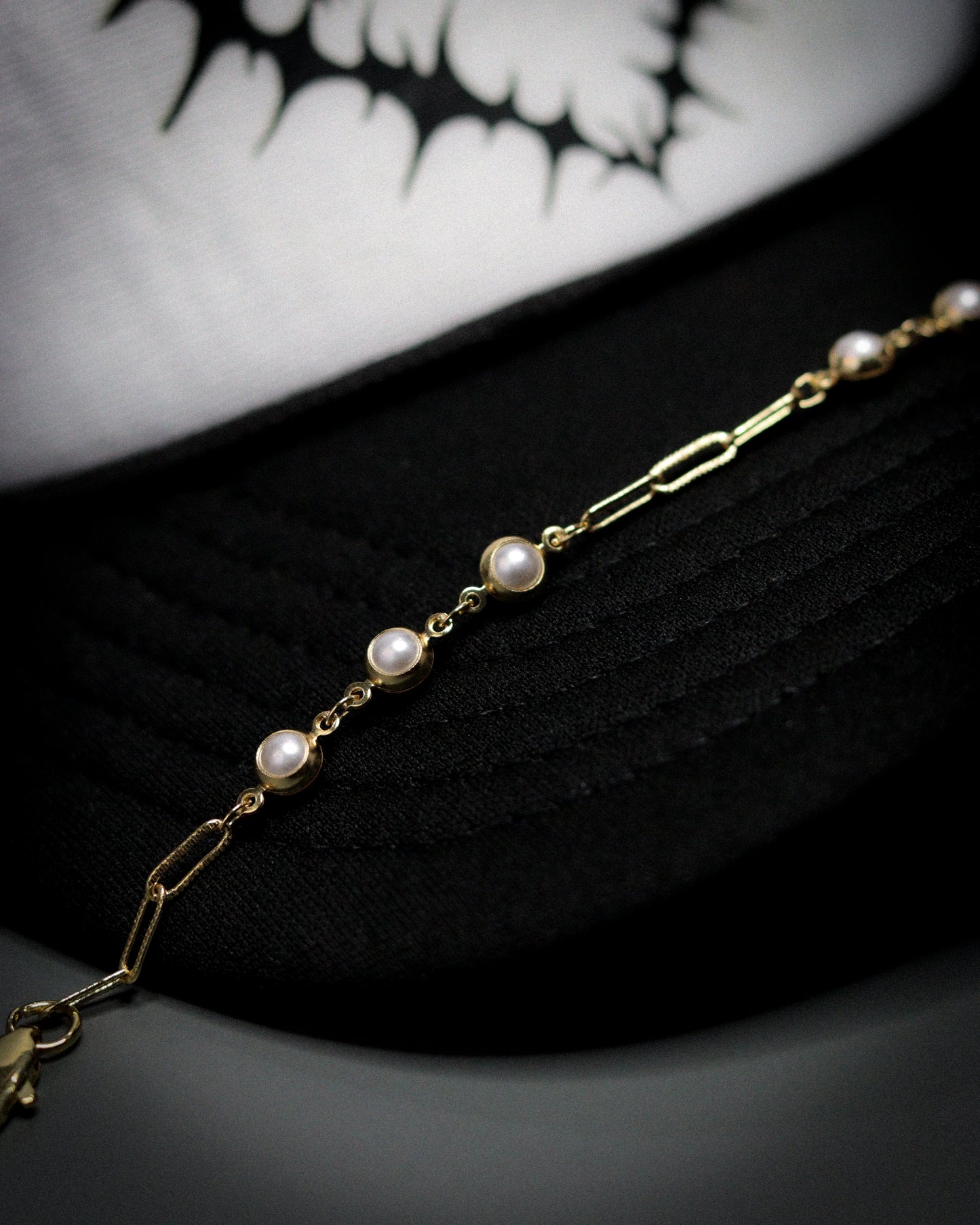 Gold and Pearl Hat Chain